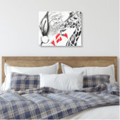 Toile Giraffe de Noël et Père Noël (Insitu(Chambre))