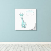 Toile Giraffe mignonne avec les coeurs et les nuages (Insitu (Plancher de Bois))