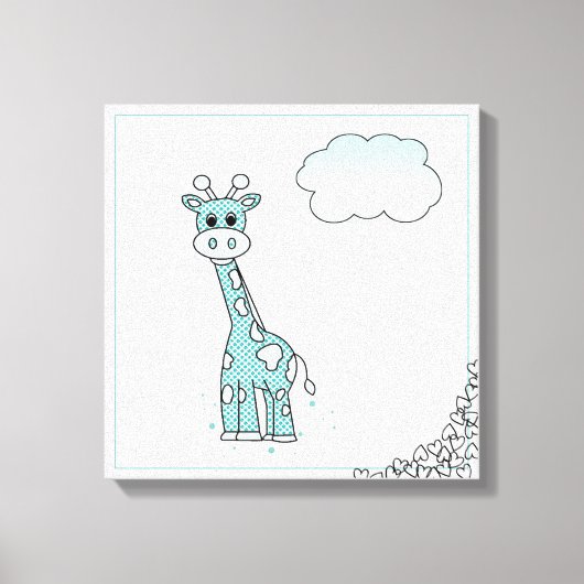 Toile Giraffe mignonne avec les coeurs et les nuages (Recto)