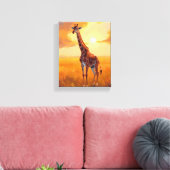 Toile Giraffe Safari Sunset Animal Painting (Insitu(Salon))