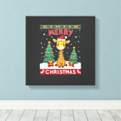 Toile Giraffe Ugly Christmas Sweaters Funny Santa Hat Li (Insitu (Plancher de Bois))