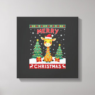 Toile Giraffe Ugly Christmas Sweaters Funny Santa Hat Li