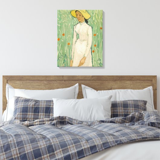 Toile Girl in White Van Gogh Canvas Print (Insitu(Chambre))