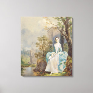 Toile Girl with a Book Seated in a Park, c.1750 (huile s