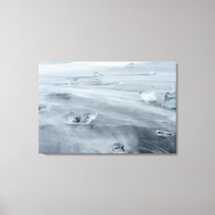 Toile Glace et eau sur une plage, Islande