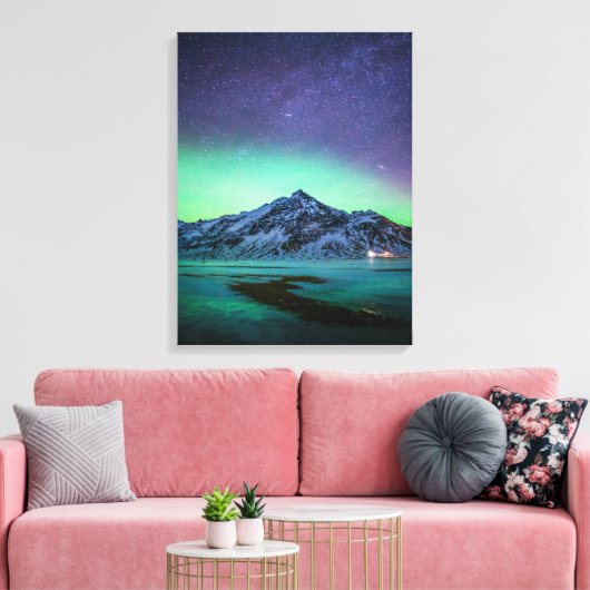 Toile Glace et neige | Aurora Borealis Voie Lactée Islan (Insitu(Salon))