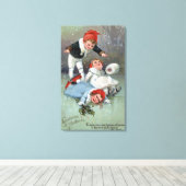 Toile Gladness de NoëlLes enfants de patinage sur glace (Insitu (Plancher de Bois))