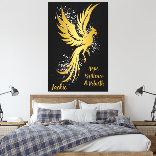 Toile Glam Gold Phoenix Silver Parties scintillant Monog (Insitu(Chambre))