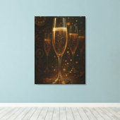 Toile Glam Happy New Year Steampunk Champagne (Insitu (Plancher de Bois))