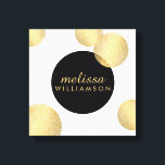 Toile Glamour noir et or et beauté personnalisée<br><div class="desc">Coordonnée avec le modèle Black and Gold Glamor et Beauty Business Card pour 12 h 01. Un motif de faux or métallique et de cercles noirs crée un design attrayant sur cette oeuvre murale de toile personnalisée glamour. © 1201AM CREATIVE</div>