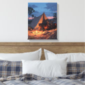 Toile Glowing Campfire Tent Sunset Painting (Insitu(Chambre))