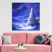 Toile Glowing Christmas Tree Snowy Mountain Landscape (Insitu(Salon))