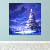 Toile Glowing Christmas Tree Snowy Mountain Landscape (Insitu (Plancher de Bois))