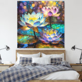 Toile Glowing Lotus Flowers Trio (Insitu(Chambre))