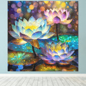 Toile Glowing Lotus Flowers Trio (Insitu (Plancher de Bois))