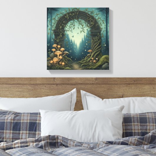 Toile Glowing Mushroom Portal in Indigo Twilight Forest (Insitu(Chambre))
