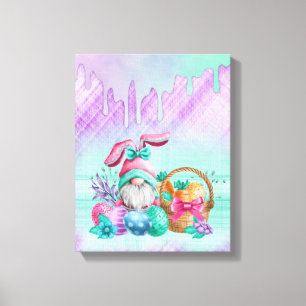 Toile Gnome De Lapin De Pâques Avec Oeufs De Panier