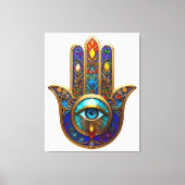 Toile Gold Colorful Hamsa Turquoise Sapphire Third Eye  (Recto)