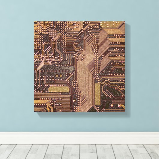 Toile Gold Cyber Circuit Board Tech Art Electronique (Insitu (Plancher de Bois))