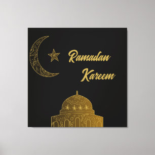 Toile Gold et Black Happy Ramadan Kareem 2024