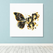 Toile Gold flower Butterfly with Black Orchid (Insitu (Plancher de Bois))