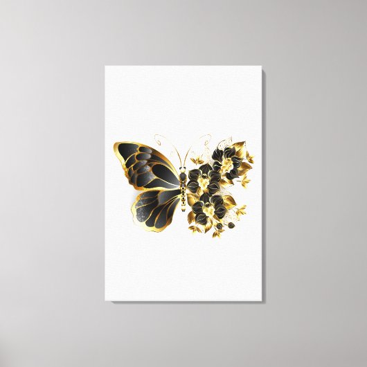 Toile Gold flower Butterfly with Black Orchid (Recto)