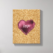 Toile Gold Glitter Burgundy Red Heart Love (Recto)
