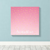 Toile Gold Hearts Blush Pink Ombre Love est dans l'air (Insitu (Plancher de Bois))