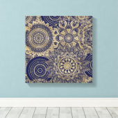 Toile Gold Mandala Collection Design bleu (Insitu (Plancher de Bois))