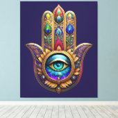 Toile Gold Peacock Colors Hamsa Green Sapphire Third Eye (Insitu (Plancher de Bois))