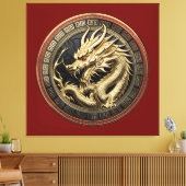 Toile Gold Sacred Eastern Dragon Medallion (Insitu(Salon))