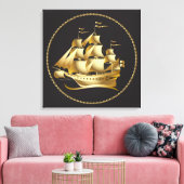 Toile Gold Sailboat Nautical (Insitu(Salon))