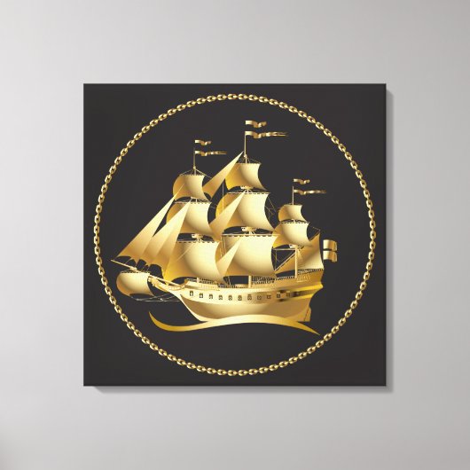 Toile Gold Sailboat Nautical (Recto)