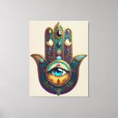 Toile Gold Violet Teal Hamsa w/ Turquoise Third Eye (Recto)