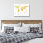 Toile Gold World Map Destination Signature de l'invité (Insitu(Chambre))