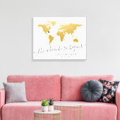 Toile Gold World Map Destination Signature de l'invité (Insitu(Salon))