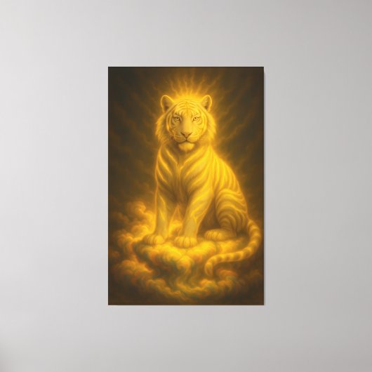 Toile Golden Aura White Tiger – Divine Celestial Guardia (Recto)