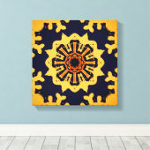 Toile Golden Aztec Sun Abstract Navy Blue Home Wall Art (Insitu (Plancher de Bois))