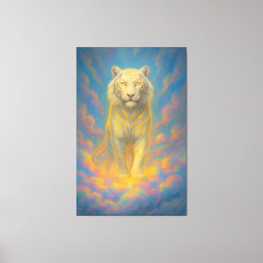 Toile  Golden-Eyed Celestial White Tiger – Rainbow Ascen (Recto)