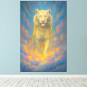 Toile  Golden-Eyed Celestial White Tiger – Rainbow Ascen (Insitu (Plancher de Bois))