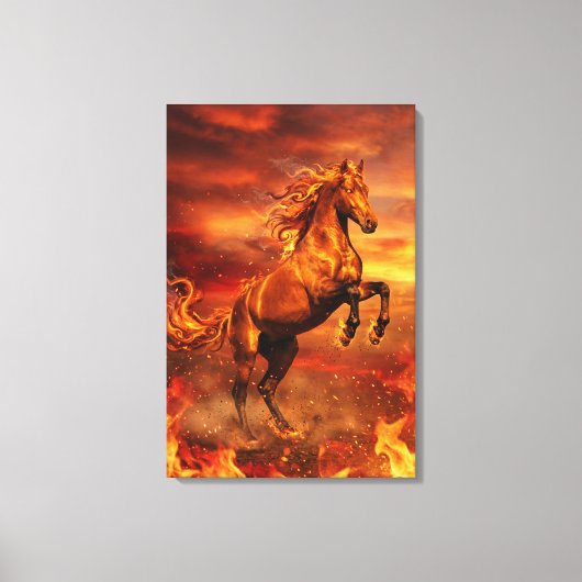 Toile Golden Fire Stallion – Powerful Fantasy (Recto)