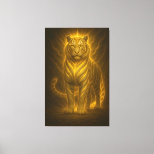 Toile Golden Flame White Tiger – High-End Fantasy Art Pa (Recto)