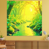 Toile Golden Forest Stream Peaceful Art (Insitu(Salon))