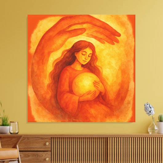 Toile Golden Girl Holding Light Warm Protective Art (Insitu(Salon))