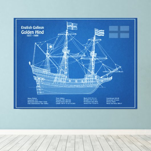Toile Golden Hind - Plan directeur des navires ABD (Insitu (Plancher de Bois))