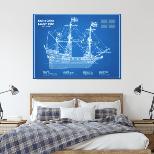 Toile Golden Hind - Plan directeur des navires ABD (Insitu(Chambre))
