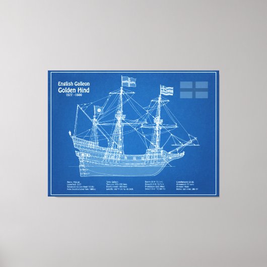 Toile Golden Hind - Plan directeur des navires ABD (Recto)