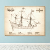 Toile Golden Hind - Plan directeur des navires SD (Insitu (Plancher de Bois))