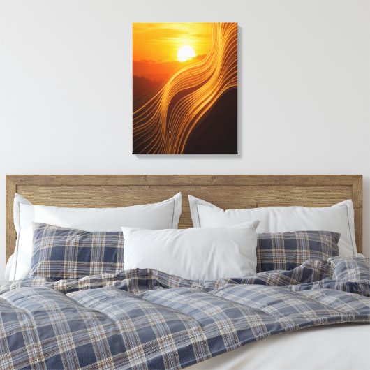Toile Golden Horizon — Abstract Canvas Wall Art (Insitu(Chambre))