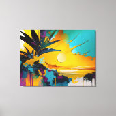 Toile Golden Horizon – Abstract Tropical Sunset (Recto)